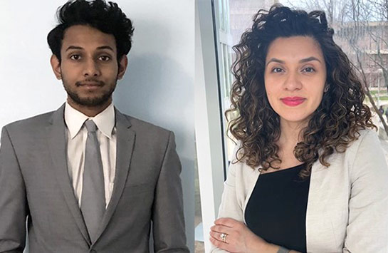 UIC Business students Sahil Tripurana, BS IDS ’23, and Jennifer Hernández, MBA ’23